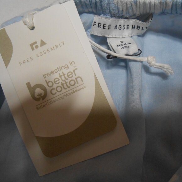 NEW FREE ASSEMBLY LIGHT BLUE FLORAL SQUARE NECK BLOUSE TOP SZ SMALL LINED - Picture 6 of 9